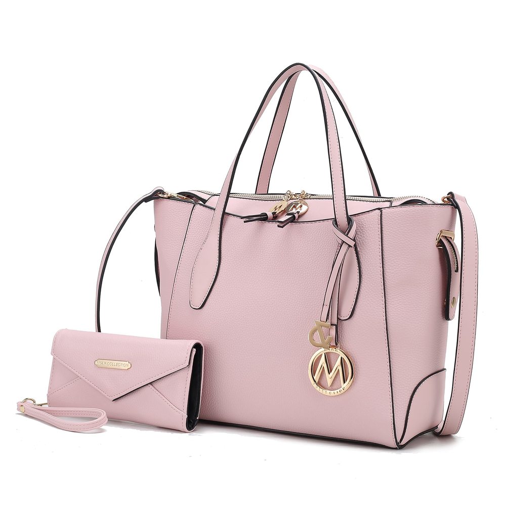 Tote Bag With Wristlet Wallet, Vegan Leather Top-Handle Shoulder V T_T